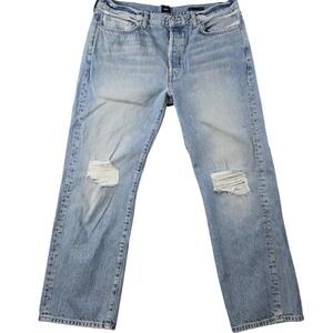 Edwin Jeans Mens 33x27 Blue Straight Relaxed Tash Light Wash Distressed